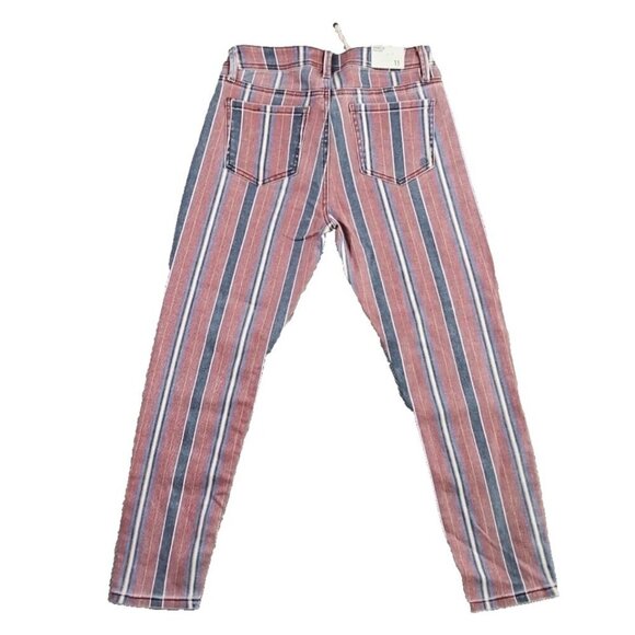 Indigo Rein Junior's Jeans Size 11 Ankle Mid Rise Red Blue Stripe RN 128963 NWT - Picture 5 of 16